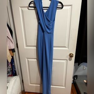 Crystal Sky Blue Cross Front Jumpsuit